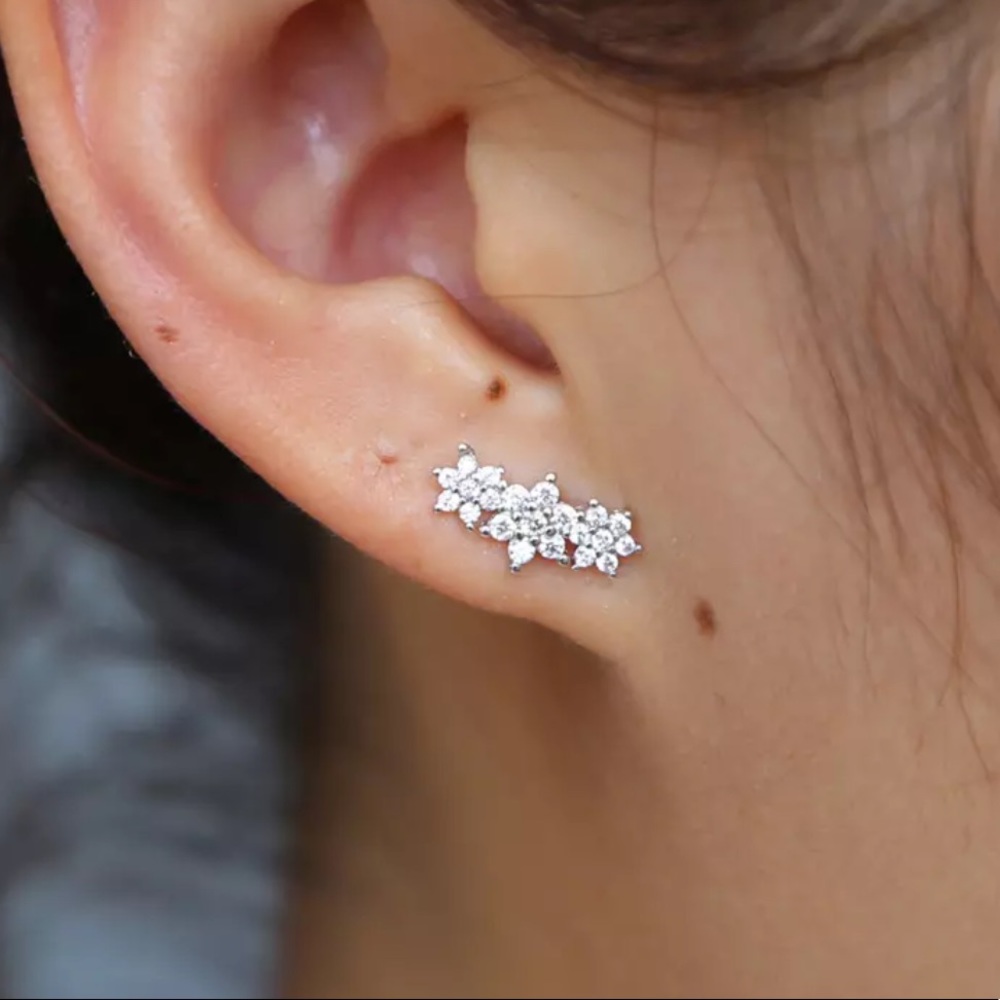 💥S925 Sterling Silver Three Flower Stud Earrings